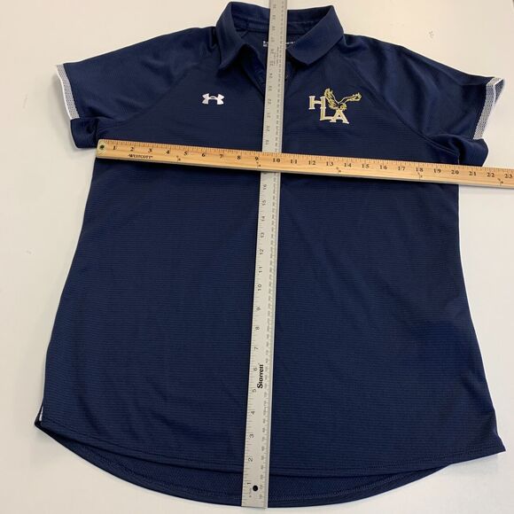 Under Armour Polo Shirt Womens L Large Navy HeatGear Hill Learning Academy Logo - Picture 6 of 11